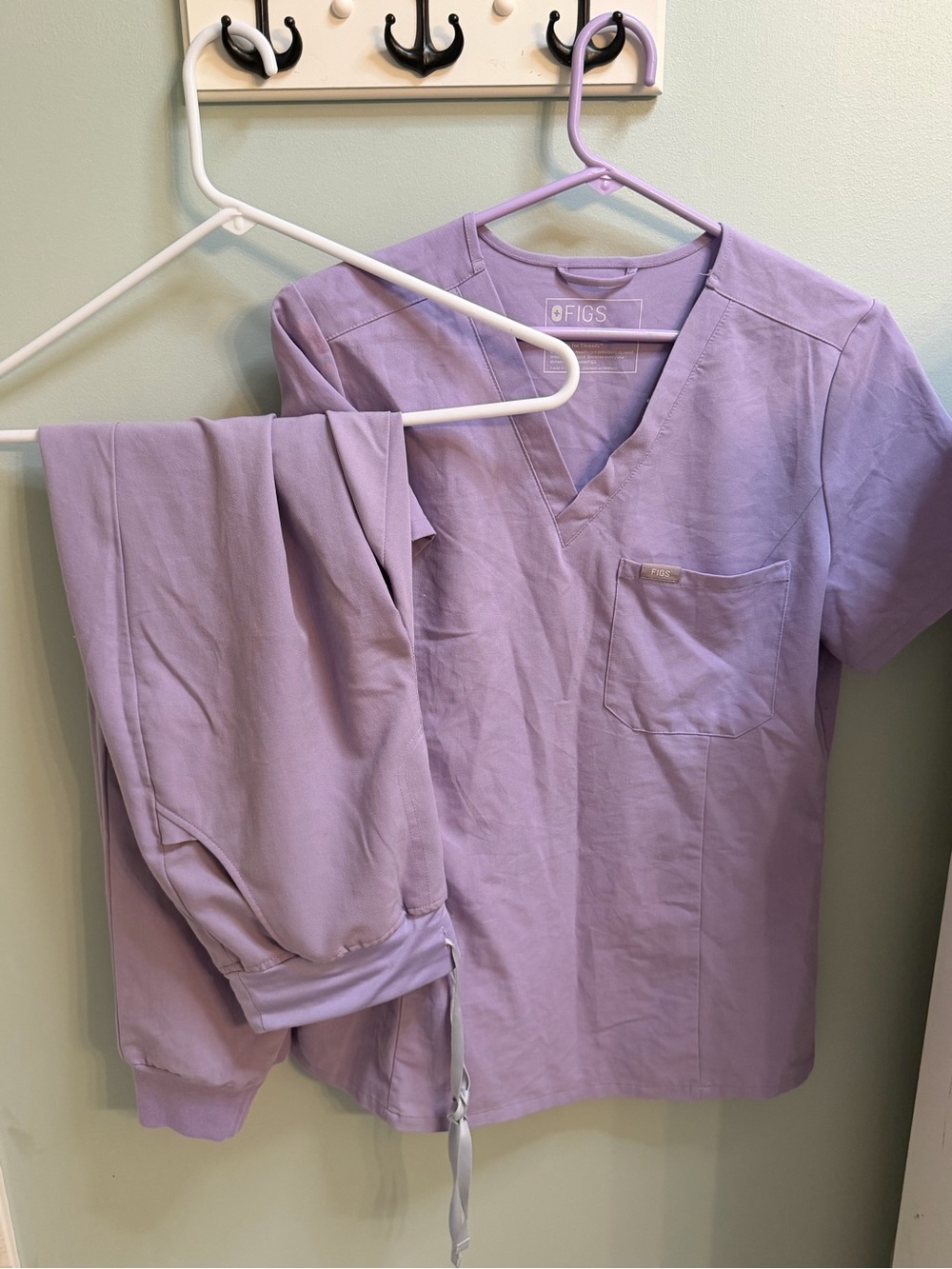 Figs Lavender V-Neck Scrub Top and Pants Set